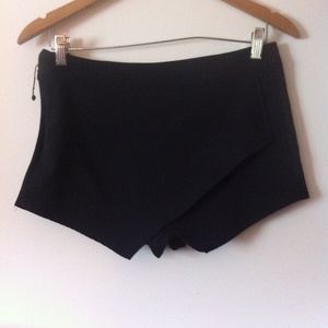 Faux Skirt Black Wrap Shorts